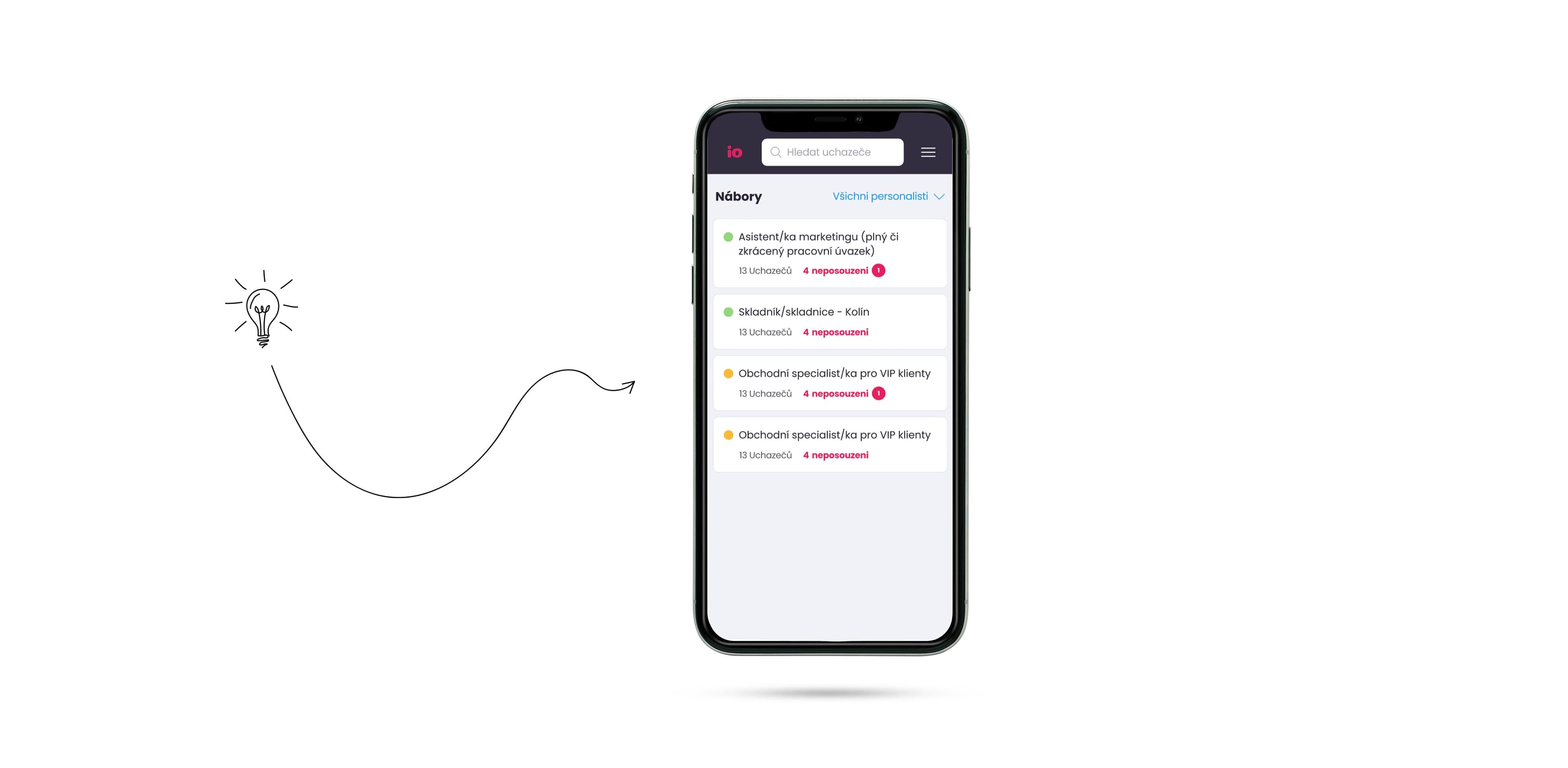 Nábory v mobilní aplikaci Teamio